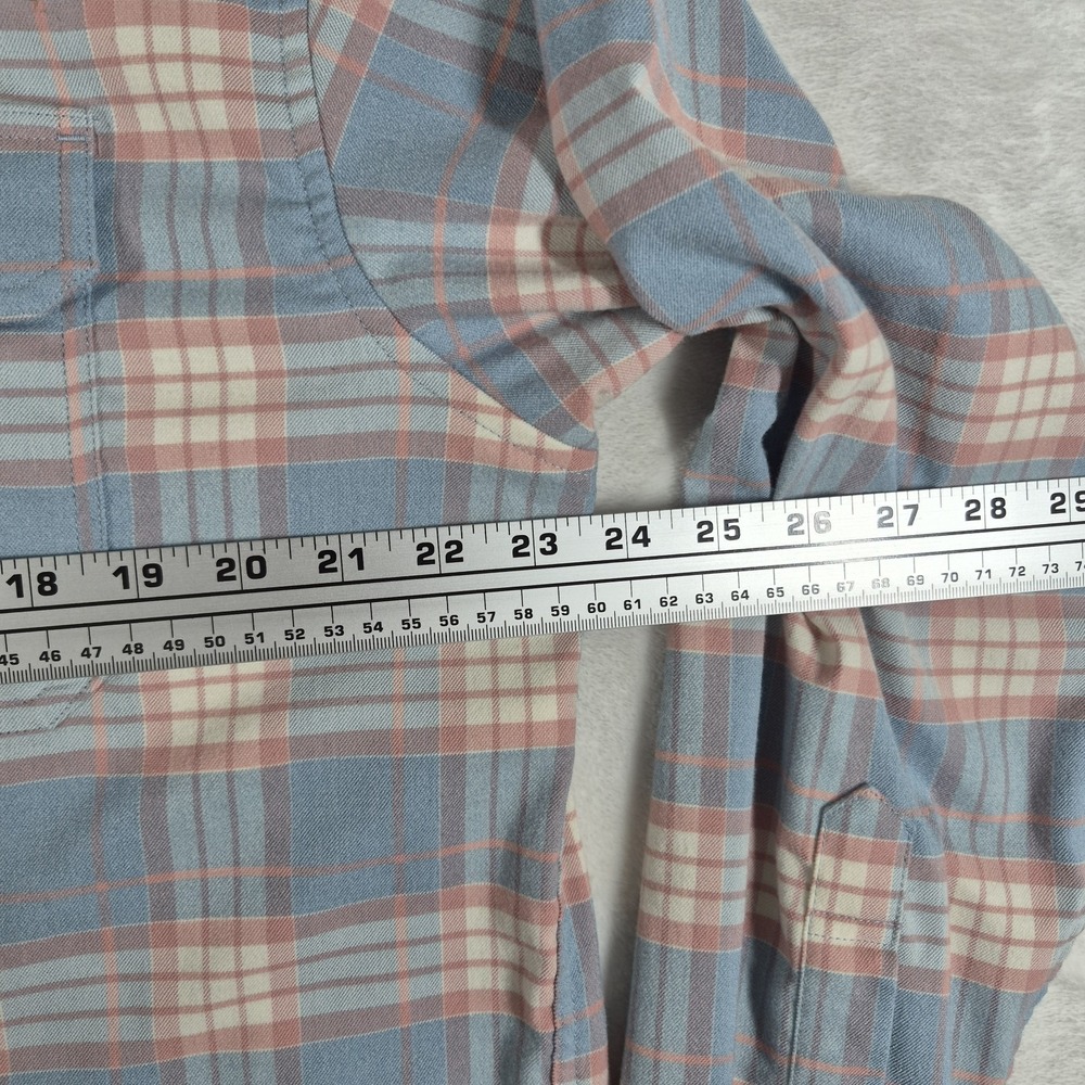 Poncho Flannel Shirt Men's Large Blue Pink Plaid Long Sleeve Regular Fit Comfort - Picture 2 of 8